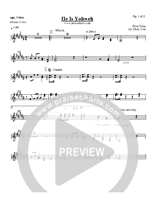 He is Yahweh French Horn (Dean Salyn)