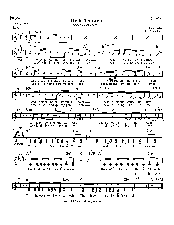 He is Yahweh Rhythm/Vocal (Dean Salyn)