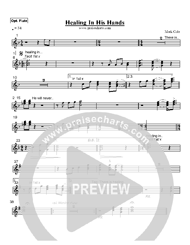 Healing In His Hands Flute (Mark Cole)