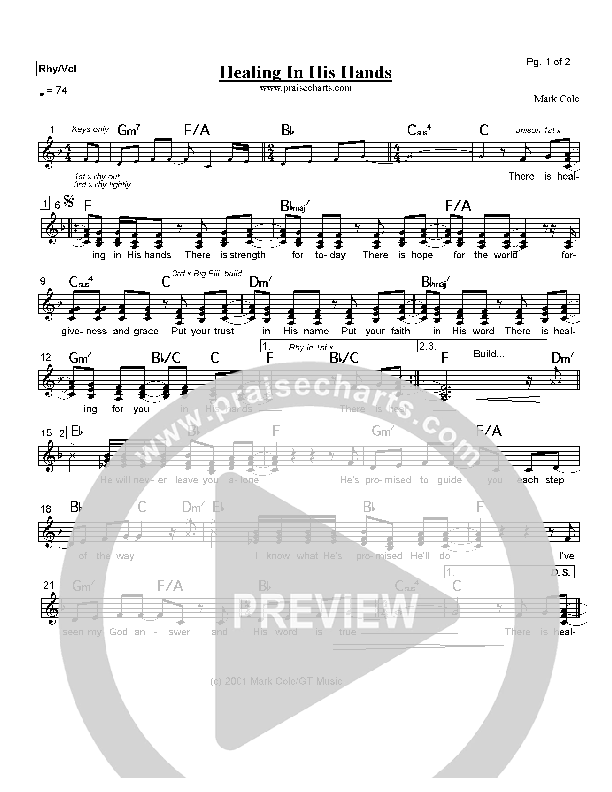 Healing In His Hands Orchestration (Mark Cole)