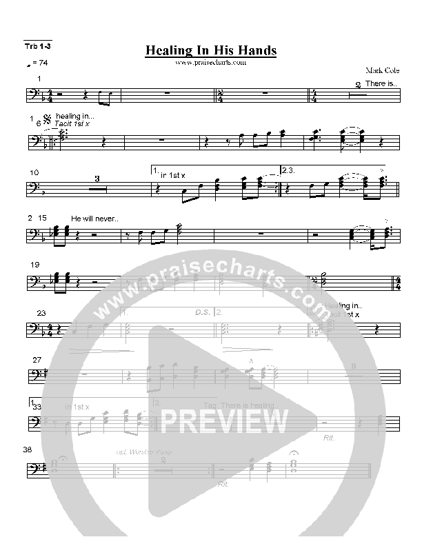 Healing In His Hands Trombone 1/2/3 (Mark Cole)