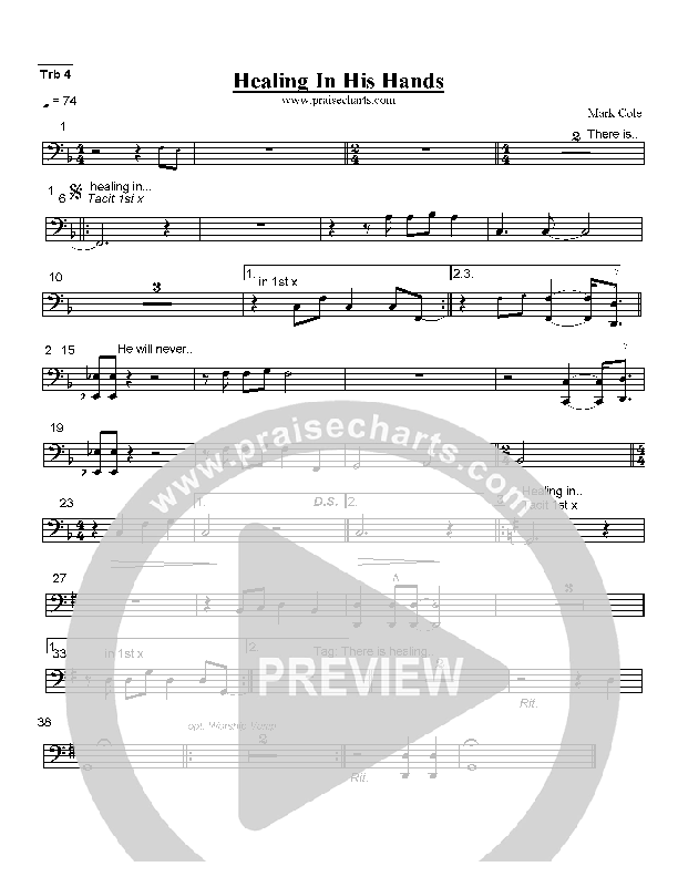 Healing In His Hands Trombone 4 (Mark Cole)