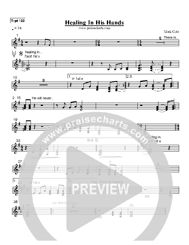 Healing In His Hands Trumpet 1/2/3 (Mark Cole)