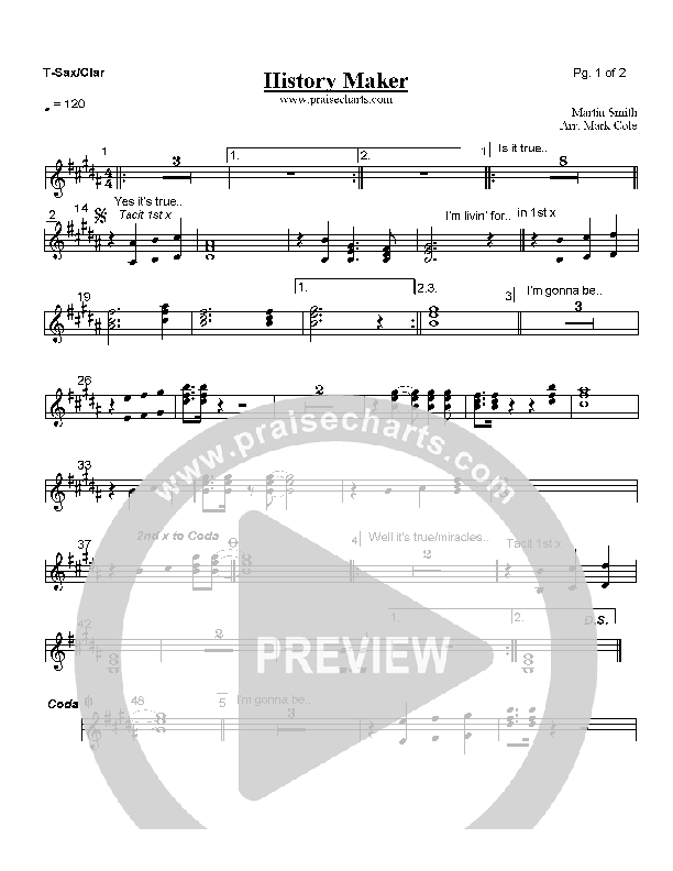 History Maker Tenor Sax/Clarinet (Delirious)