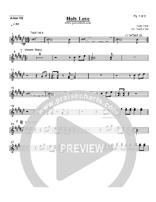 Holy Love Alto Sax 1/2 (Andy Park)