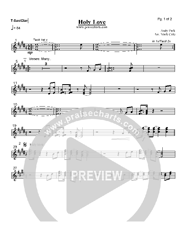 Holy Love Tenor Sax/Clarinet (Andy Park)