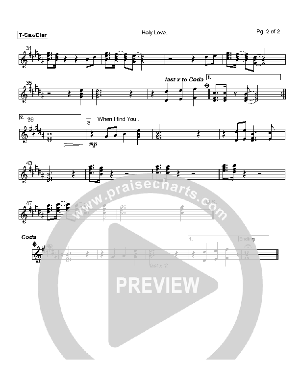 Holy Love Tenor Sax/Clarinet (Andy Park)