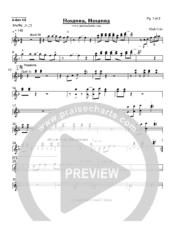 Hosanna Hosanna Alto Sax (Mark Cole)