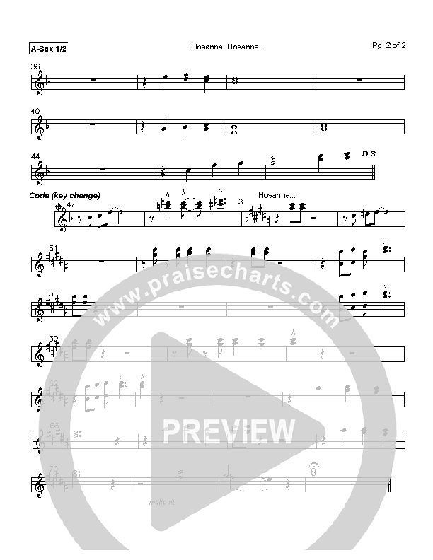 Hosanna Hosanna Alto Sax (Mark Cole)