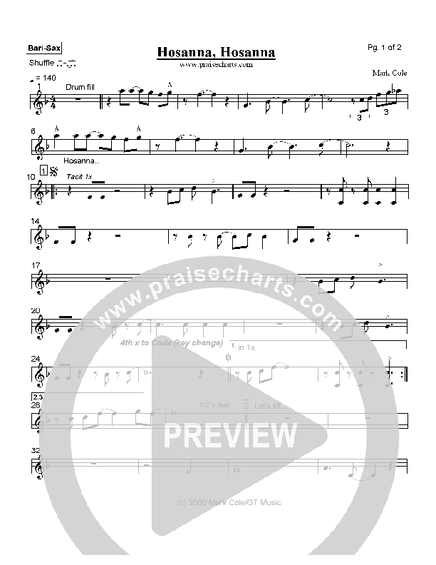 Hosanna Hosanna Bari Sax (Mark Cole)
