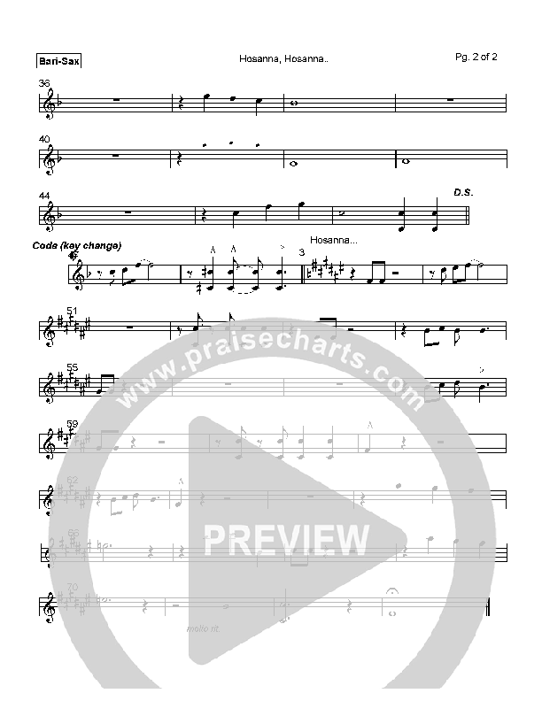 Hosanna Hosanna Bari Sax (Mark Cole)