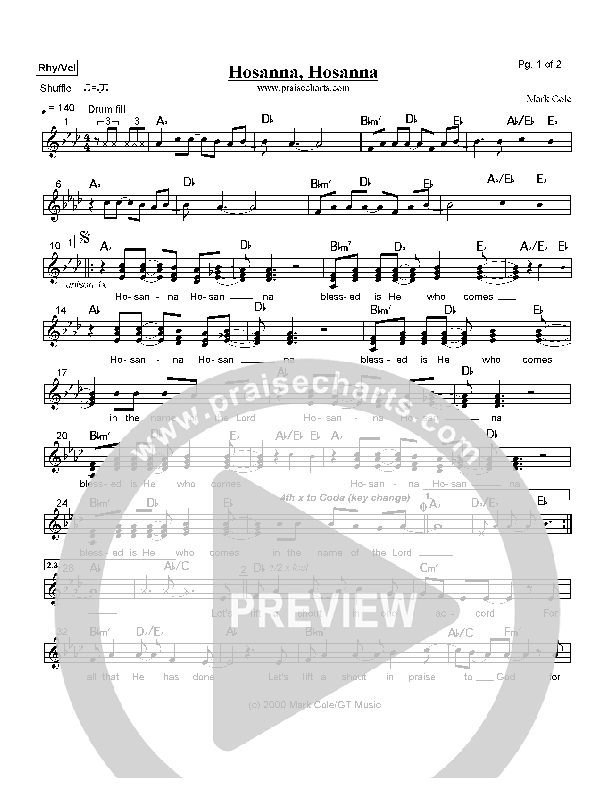 Hosanna Hosanna Orchestration (Mark Cole)