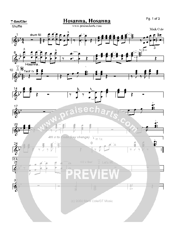Hosanna Hosanna Tenor Sax/Clarinet (Mark Cole)