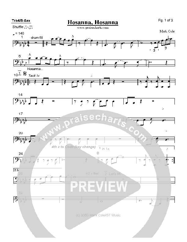 Hosanna Hosanna Trombone 4/Bari Sax (Mark Cole)