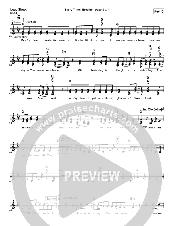 Every Time I Breathe Lead (SAT) (Big Daddy Weave)