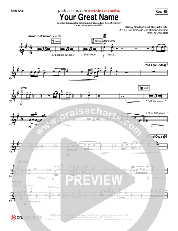 Your Great Name Alto Sax (Natalie Grant)