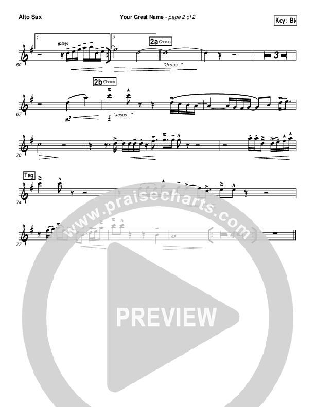 Your Great Name Alto Sax (Natalie Grant)