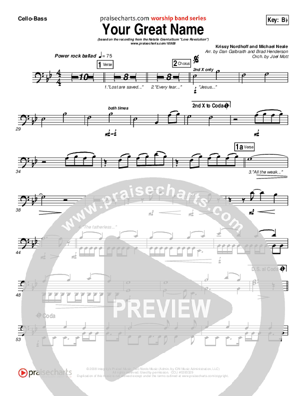 Your Great Name Cello/Bass (Natalie Grant)