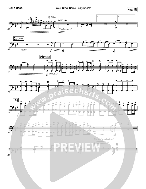 Your Great Name Cello/Bass (Natalie Grant)