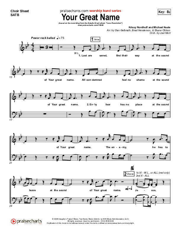 Your Great Name Choir Vocals (SATB) (Natalie Grant)