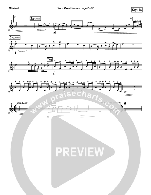 Your Great Name Clarinet (Natalie Grant)