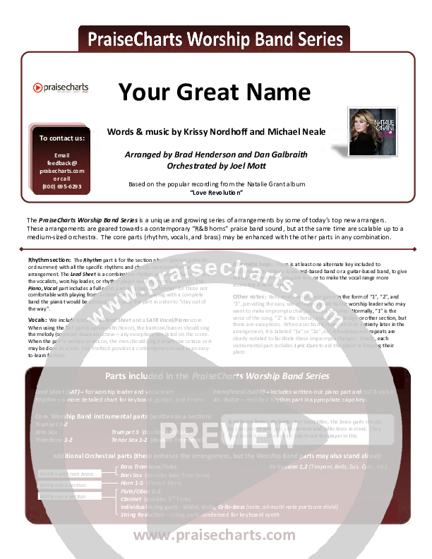 Your Great Name Orchestration (Natalie Grant)