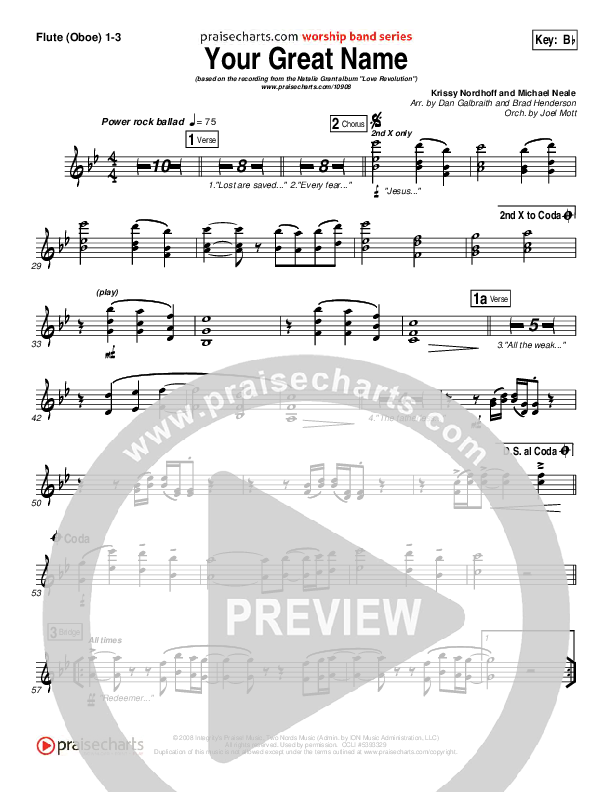 Your Great Name Flute/Oboe 1/2/3 (Natalie Grant)