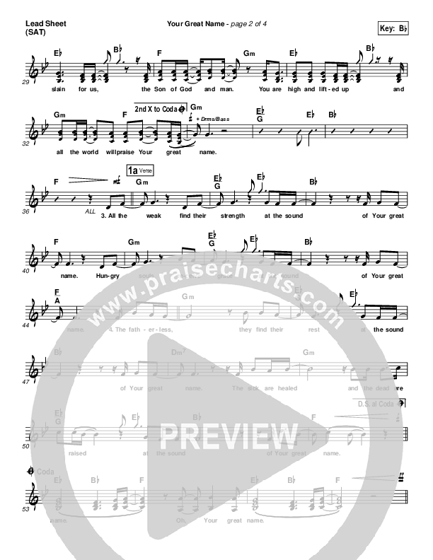 Your Great Name Lead Sheet (SAT) (Natalie Grant)