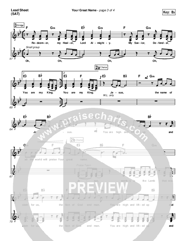 Your Great Name Lead Sheet (SAT) (Natalie Grant)