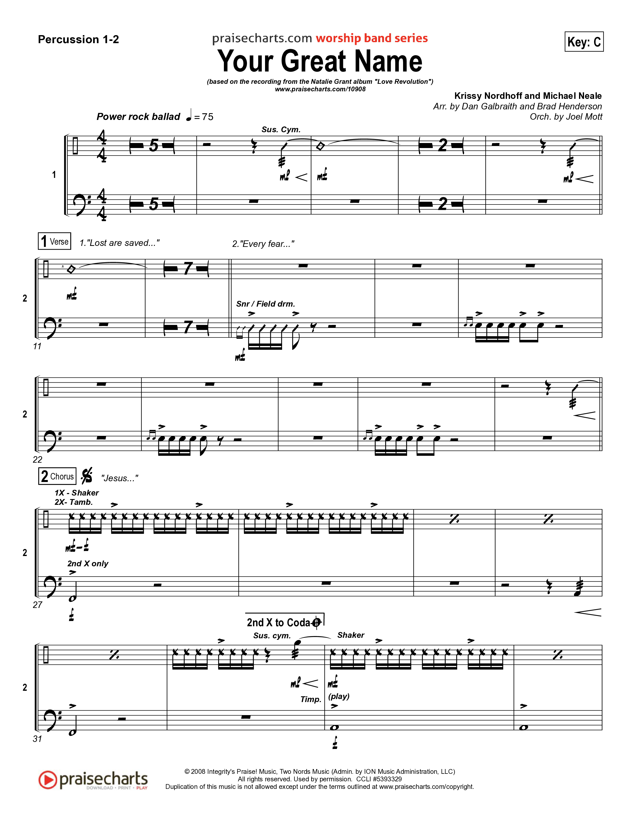 Your Great Name Percussion 1/2 (Natalie Grant)