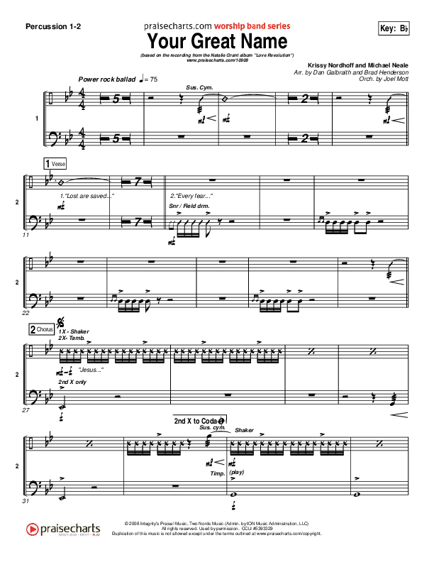 Your Great Name Percussion (Natalie Grant)