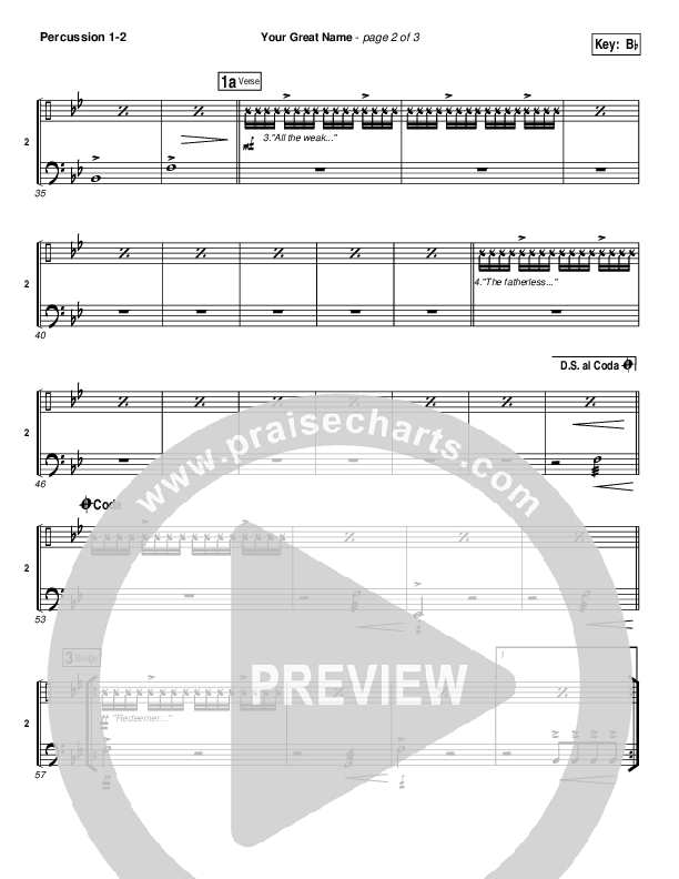 Your Great Name Percussion (Natalie Grant)