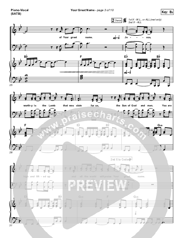 Your Great Name Piano/Vocal (SATB) (Natalie Grant)