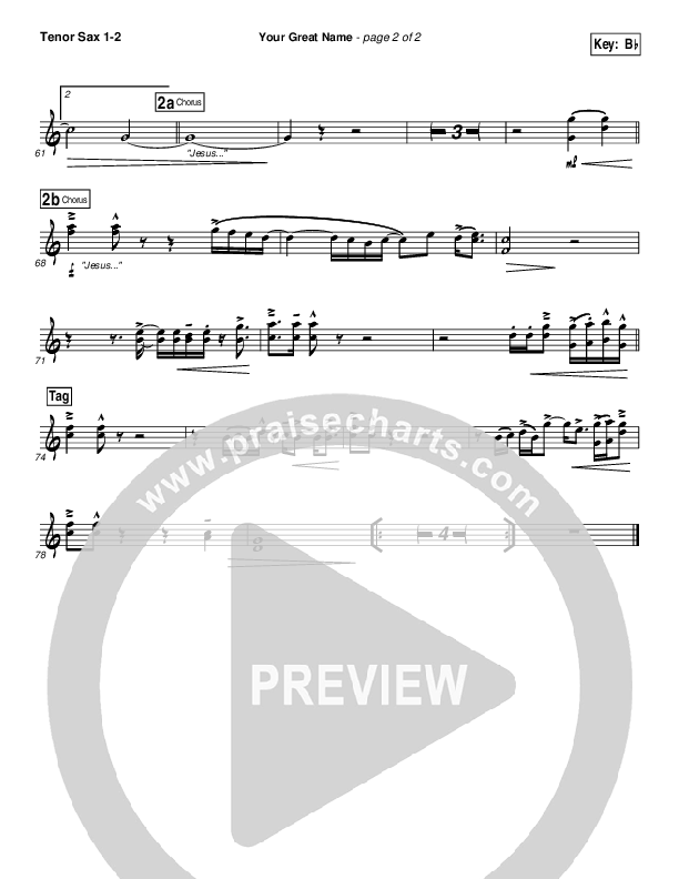 Your Great Name Tenor Sax 1/2 (Natalie Grant)