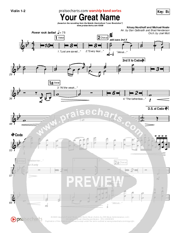 Your Great Name Violin 1/2 (Natalie Grant)