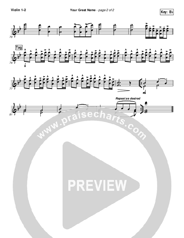 Your Great Name Violin 1/2 (Natalie Grant)