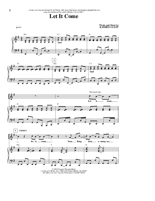 Let It Come Lead & Piano (Kathryn Scott)