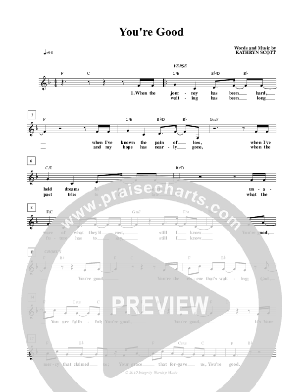 You're Good Lead Sheet (Kathryn Scott)