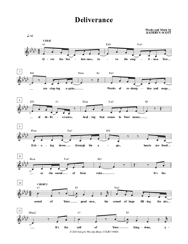 Deliverance Lead Sheet (Kathryn Scott)
