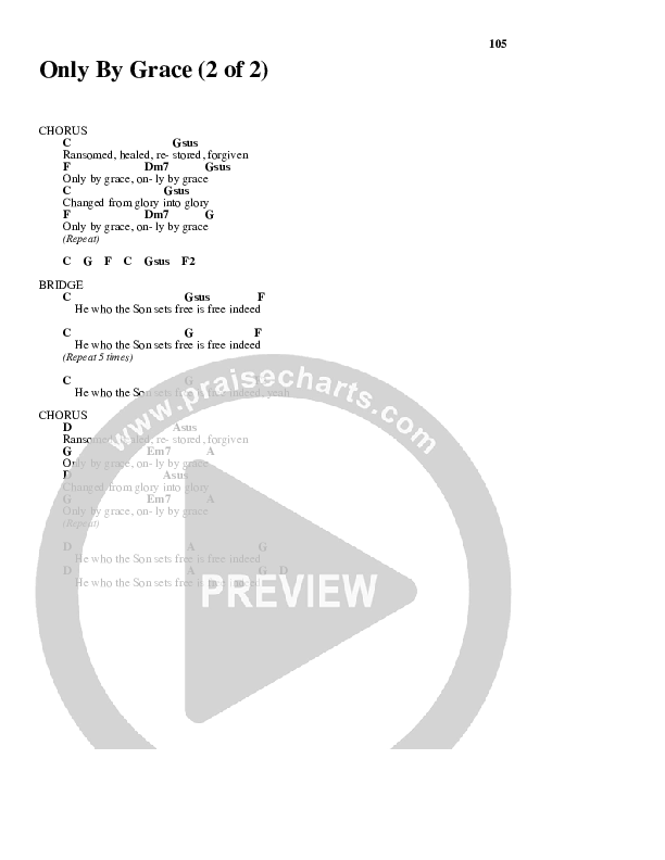 Only By Grace Chord Chart (Kathryn Scott)