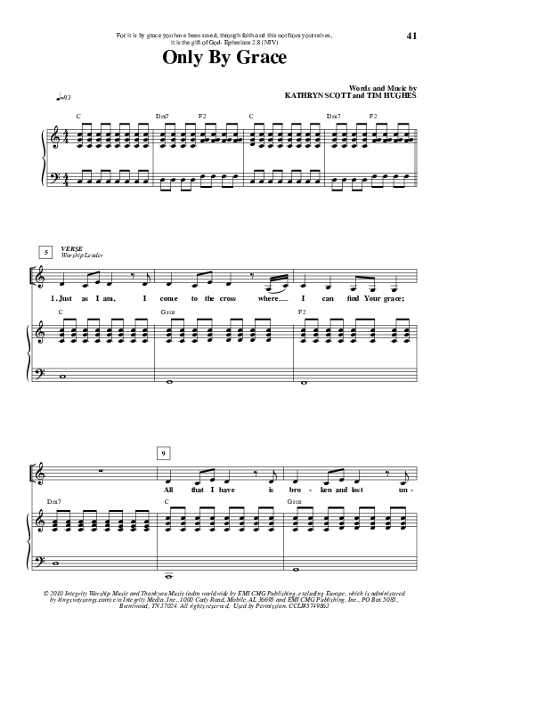 Only By Grace Lead & Piano (Kathryn Scott)