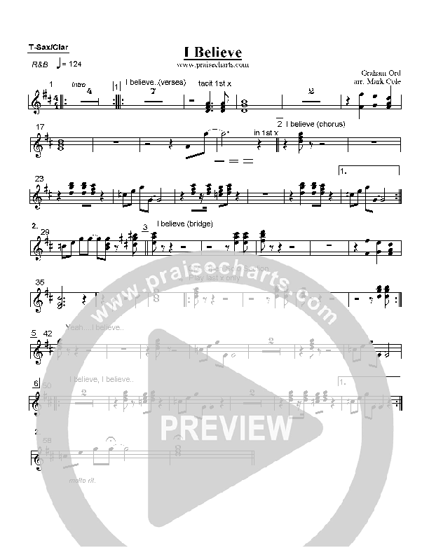 I Believe Tenor Sax/Clarinet (Graham Ord)