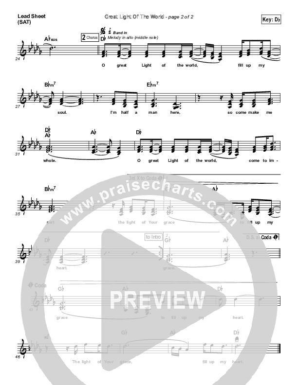 Great Light Of The World Lead (SAT) (Bebo Norman)