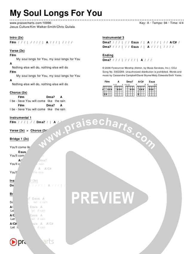 My Soul Longs For You Chords & Lyrics (Jesus Culture / Kim Walker-Smith / Chris Quilala)