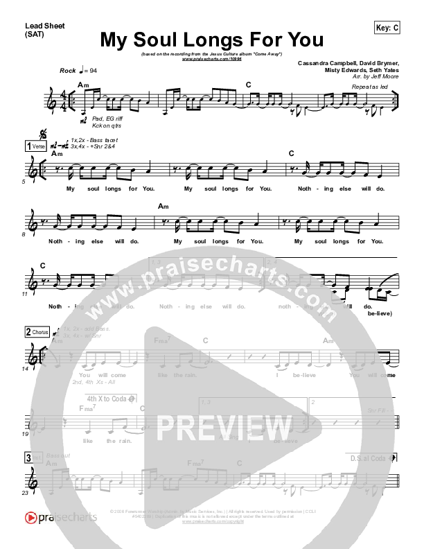 My Soul Longs For You Lead (SAT) (Jesus Culture / Kim Walker-Smith / Chris Quilala)