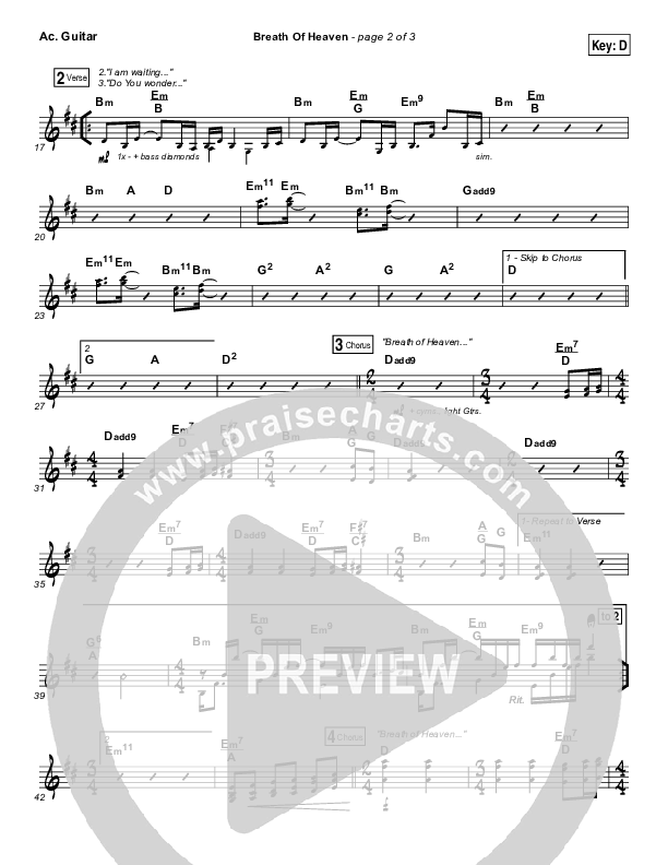 Breath Of Heaven (Mary's Song) Acoustic Guitar (Amy Grant)