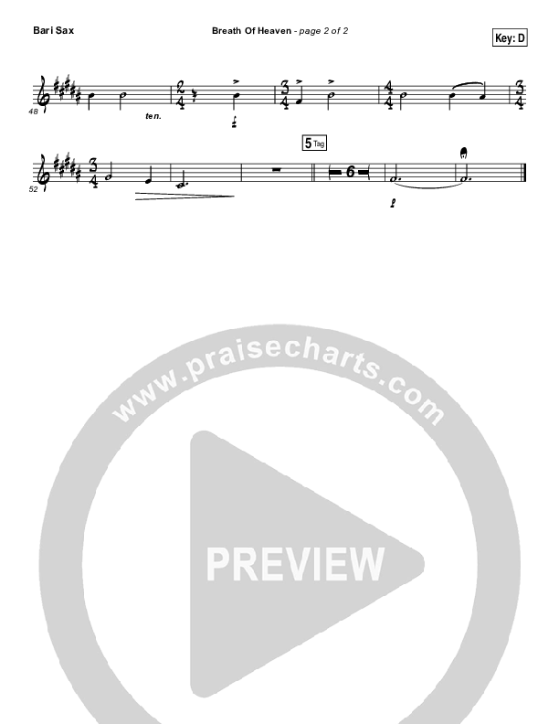 Breath Of Heaven (Mary's Song) Bari Sax (Amy Grant)