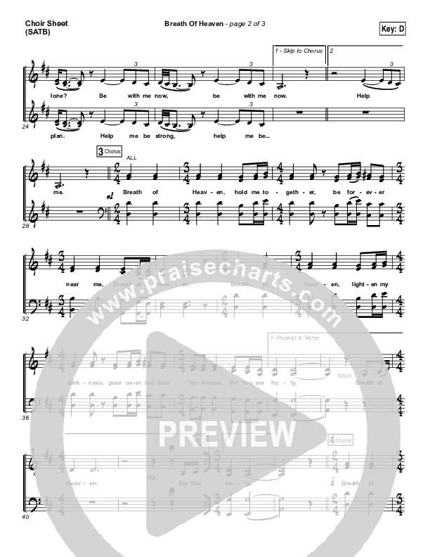 Breath Of Heaven (Mary's Song) Choir Sheet (SATB) (Print Only) (Amy Grant)