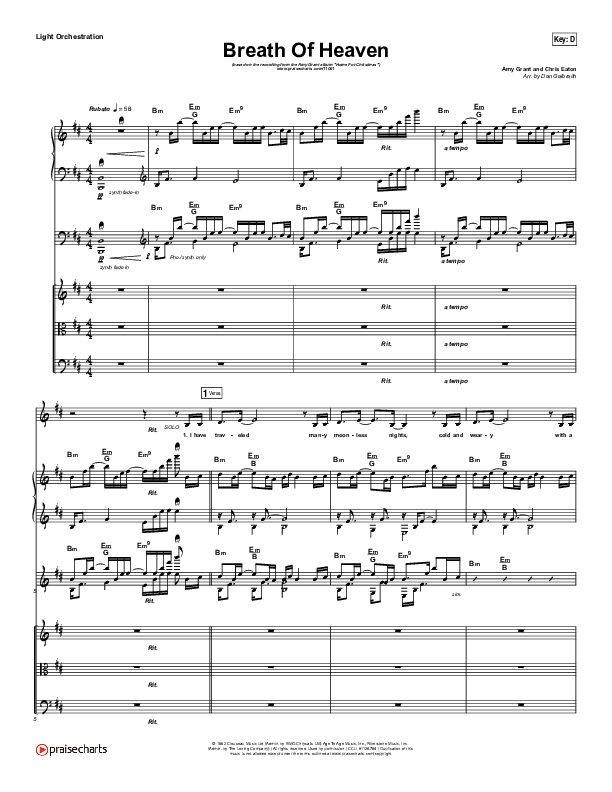 Breath Of Heaven (Mary's Song) Conductor's Score (Amy Grant)