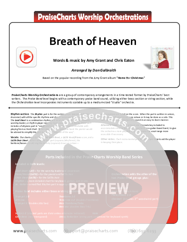 Breath Of Heaven (Mary's Song) Cover Sheet (Amy Grant)